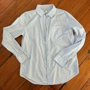 Amazon Essentials Blue White Stripe Button Down Long Sleeve Shirt Size M​